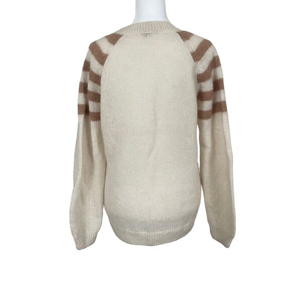 & Other Stories Small Sweater Vneck Striped Wool Mohair Ivory Brown - Picture 9 of 10